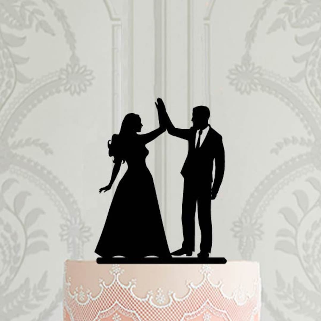 Bride and Groom Silhouette Wedding Cake Topper, Cake Topper for Wedding ...