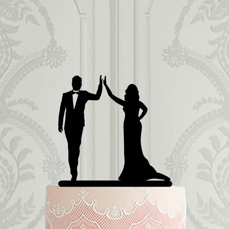 Wedding Cake Topper Bride and Groom Silhouette Cake Decor - Etsy