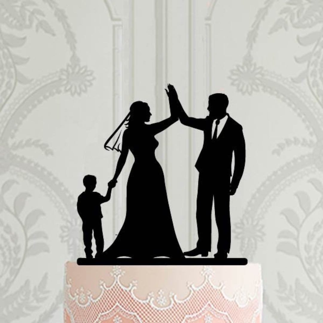 Family Wedding Cake Topper With Girl or Boy, Bride and Groom With Child ...