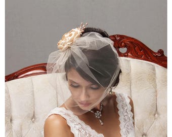 Wedding Birdcage Veil , Vintage veil fascinator