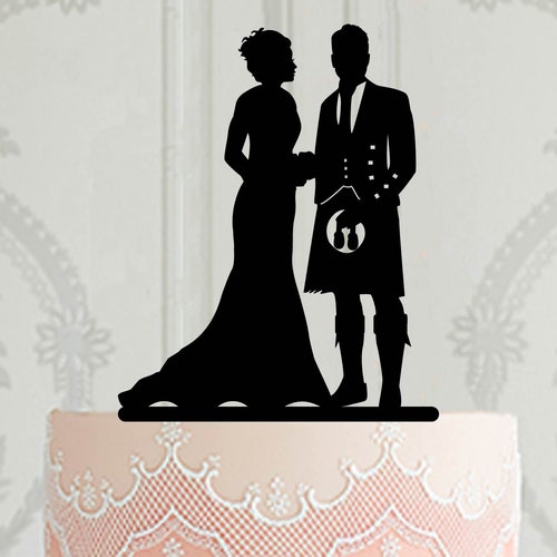 Scottish Wedding Cake Topper Groom in Kilt Silhouette Etsy