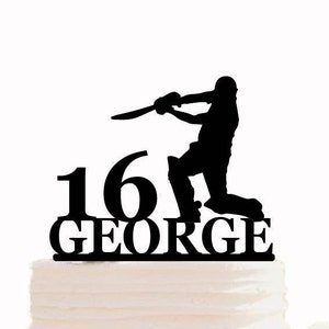 Cricket birthday cake topper, Cricket cake decoration,Sport cake topper, Personalised cake topper. Boy birthday cricket party decor