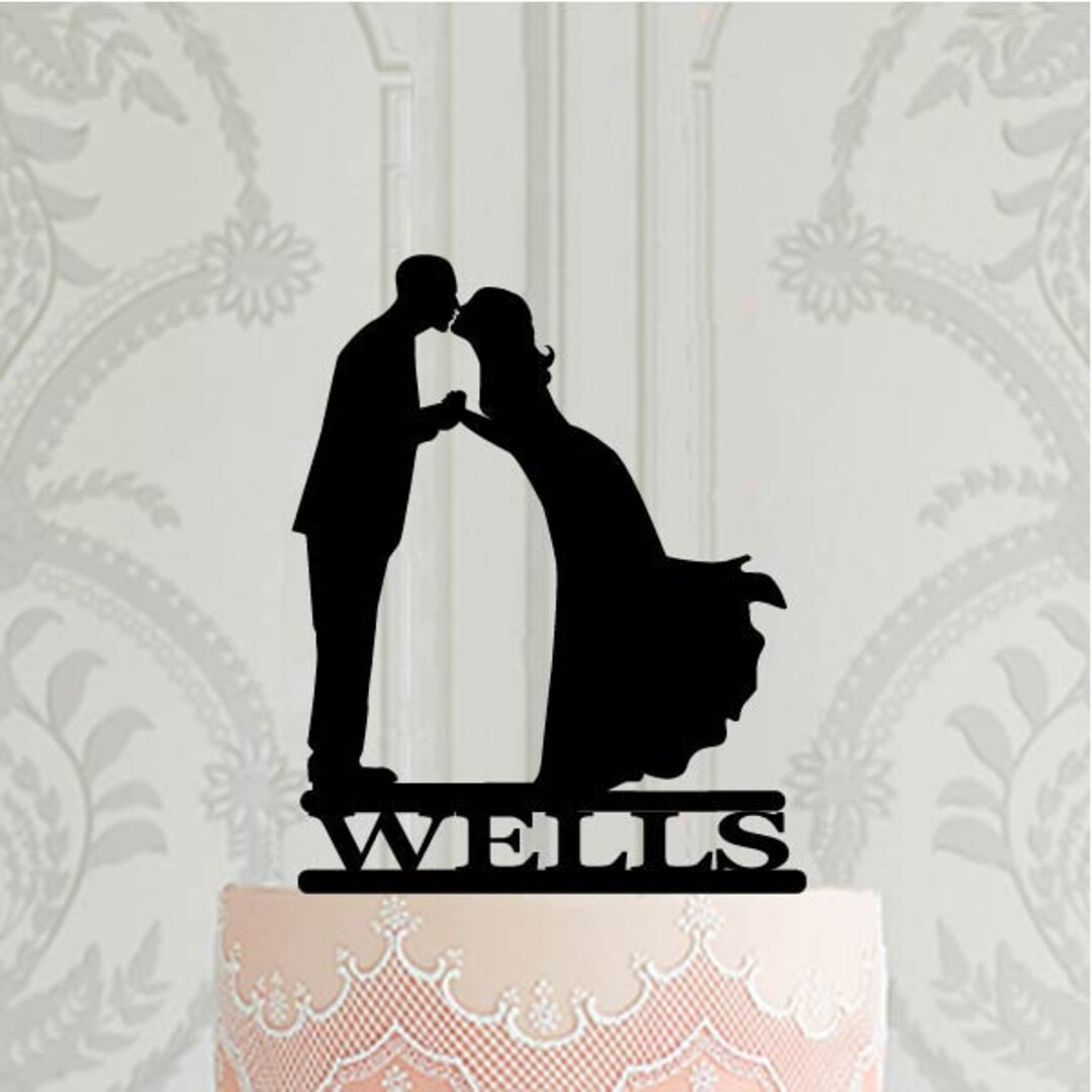 Personalised Wedding Cake Topper, Kissing Bride and Groom Silhouette - Etsy