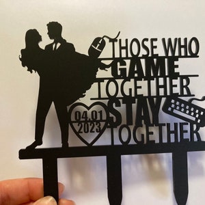 Décoration de gâteau de mariage pour gamers, console de jeux pour décoration de gâteau, décoration silhouette de gamers pour mariage mr & mrs image 7