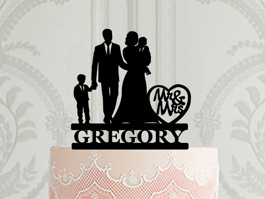Personalised Wedding Cake Topper Bride and Groom With Boy and Baby ...