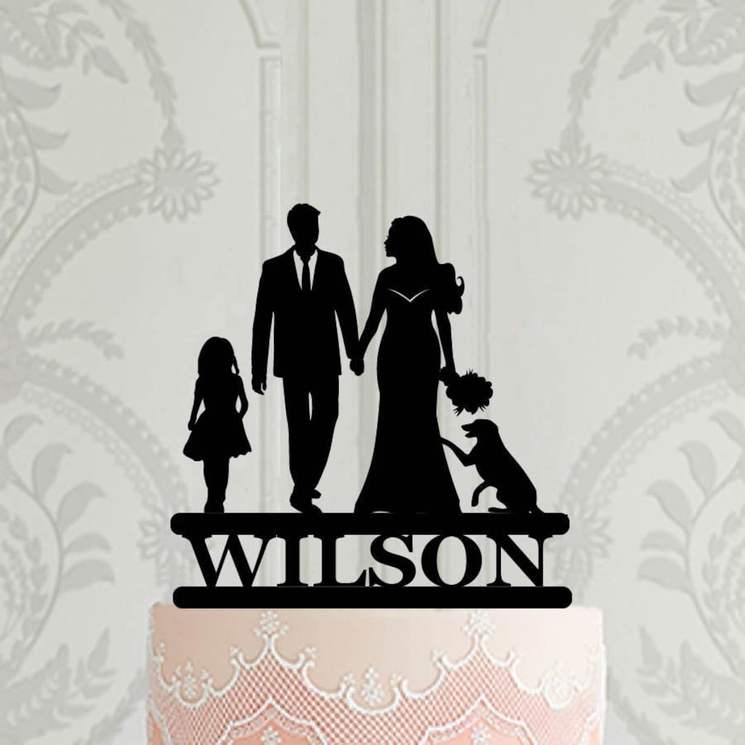 Fully Custom Family Wedding Cake Topper, Silhouette Topper With ...