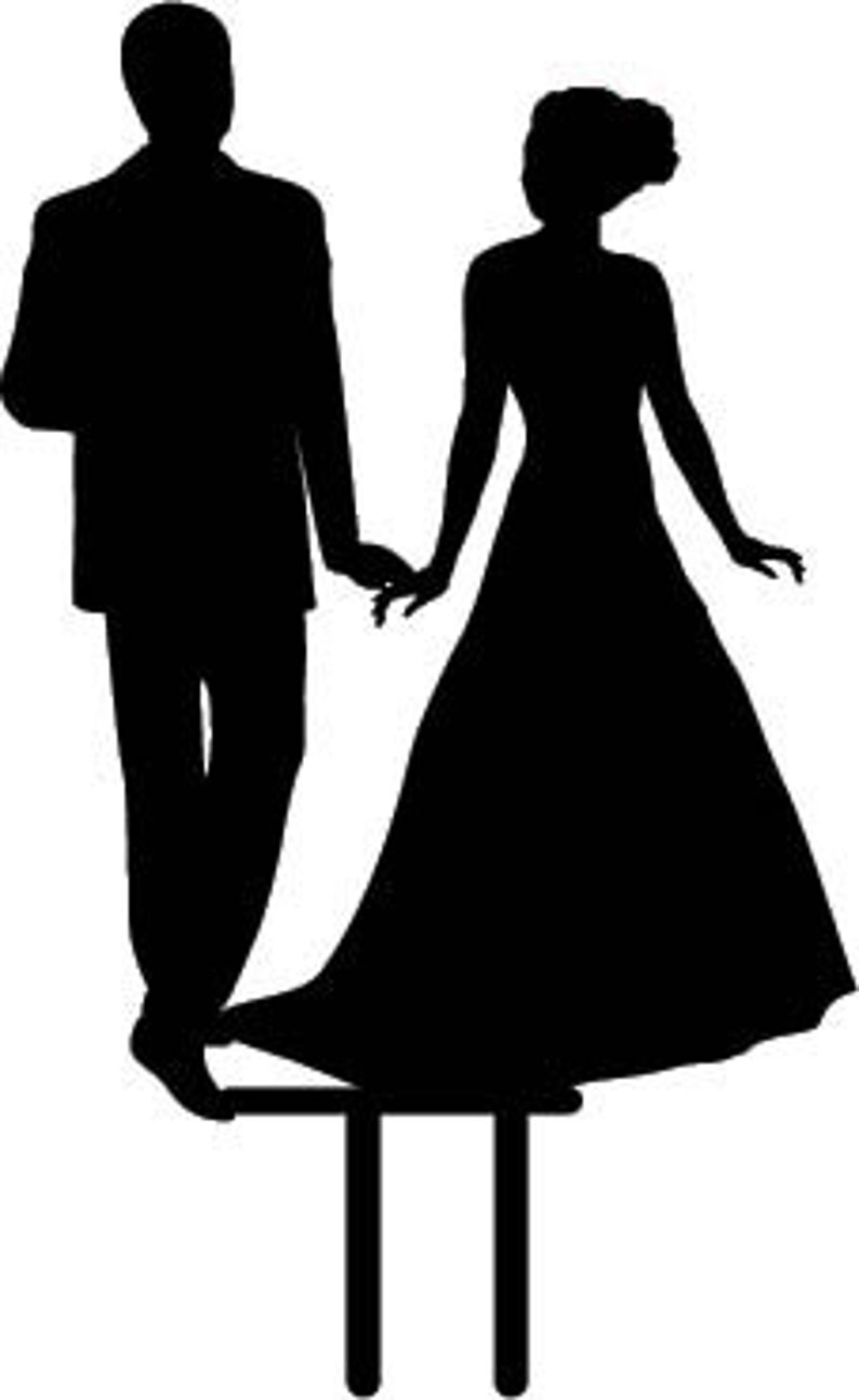 Bride and Groom Silhouette Wedding Cake Topper - Etsy