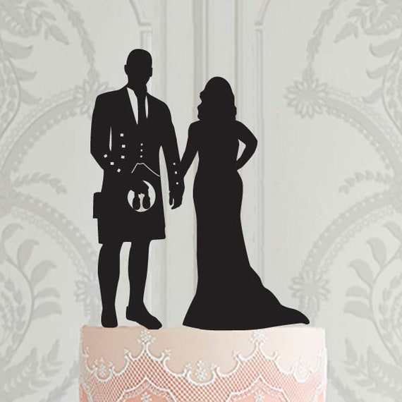 Scottish Wedding silhouette cake topper Wedding Cake Topper 