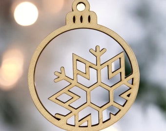 3 Snowflake christmas tree baubles,  Xmas decor baubles set, Laser cut wooden snowflakes, Chsirtmas tree decoration