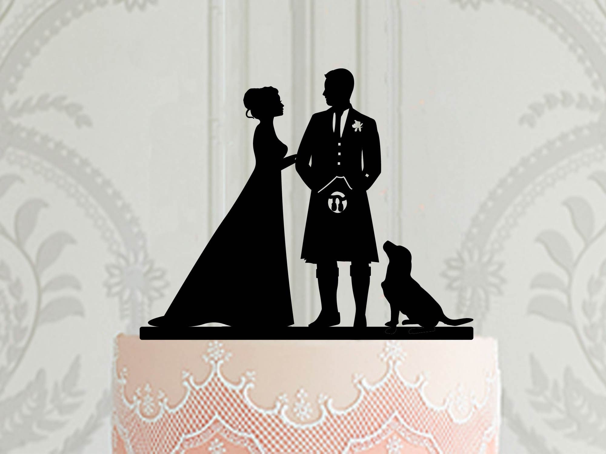 Kilted Groom Scottish Wedding Cake Topper, Groom in Kilt Cake Topper ...