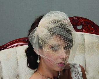 Birdcage bridal Veil , Wedding Vintage veil fascinator