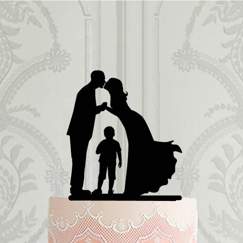 Family Wedding Cake Topper Bride and Groom With Child Cake Etsy