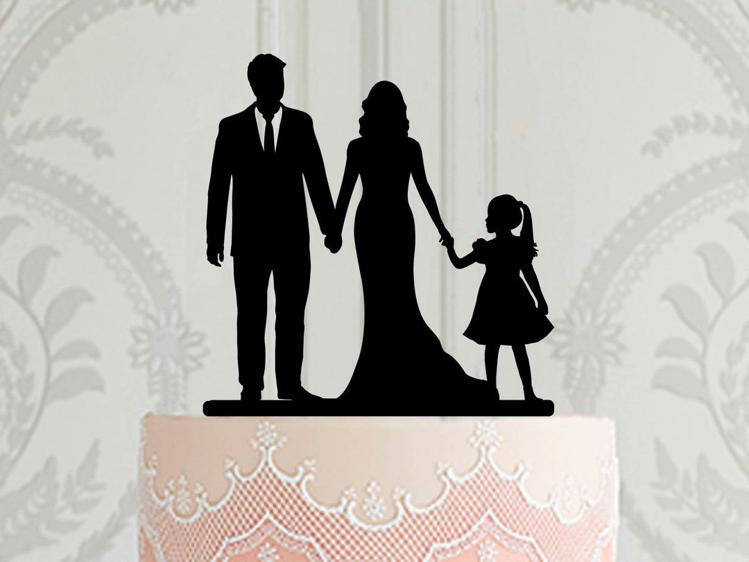 Family Wedding Cake Topper Bride and Groom With Child, Bride and Groom ...
