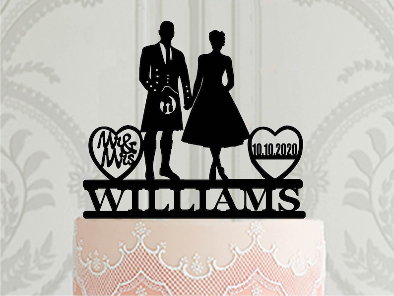 Personalised Scottish Wedding Cake Topper Groom in Kilt Cake Etsy