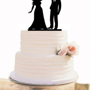 Wedding Silhouette Cake Topper With Bride and Groom High Five - Etsy