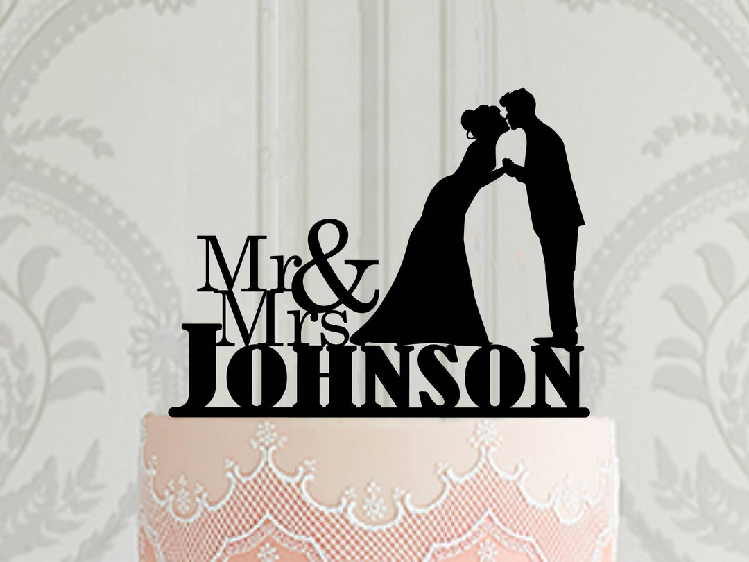 Personalised Mr and Mrs Silhouette Cake Topper for Wedding Etsy