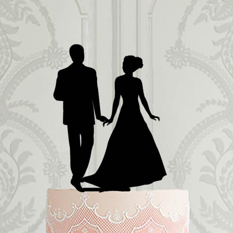 Bride and Groom Silhouette Wedding Cake Topper - Etsy