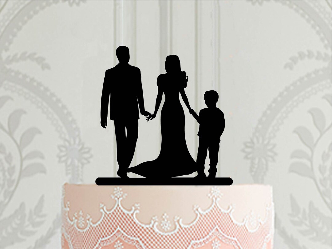Wedding Cake Topper, Family Silhouette Wedding Decor, Bride and Groom ...