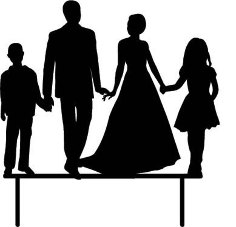 Family Wedding Cake Topper Bride and Groom With Children Etsy
