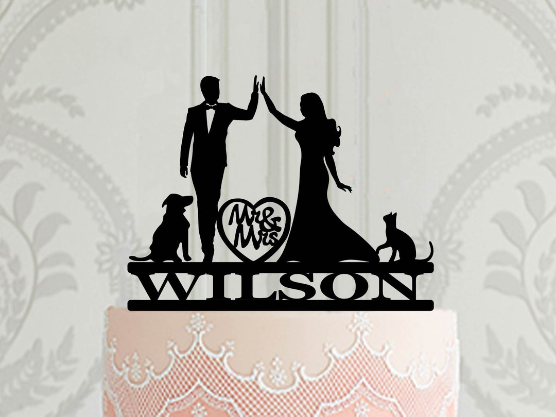 Personalised Wedding Cake Topper , Bride and Groom Silhouette Cake ...