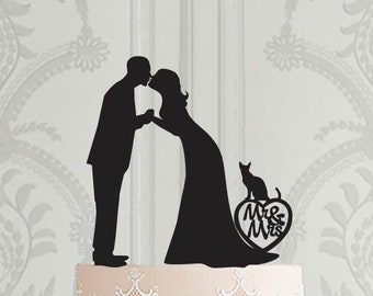 Adorno para pastel de bodas con gato esfinge, adorno para pastel de bodas con silueta de gato personalizado