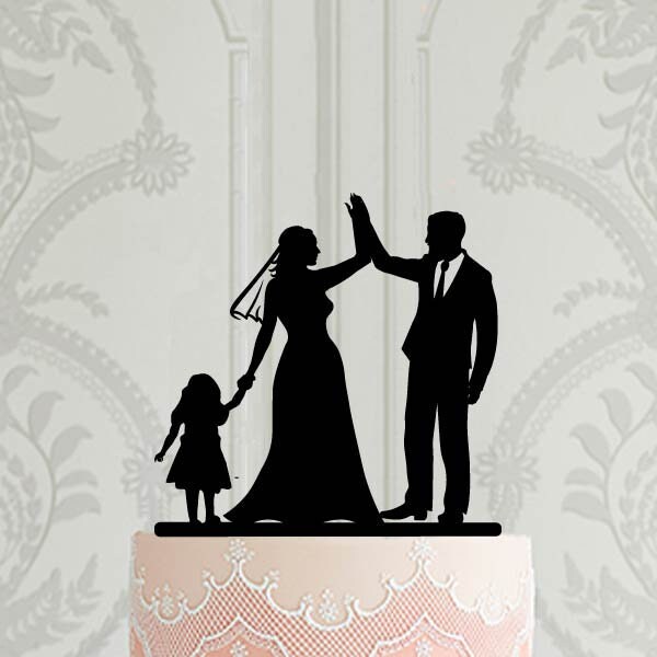 Family Wedding Cake Topper With Girl or Boy, Bride and Groom With Child ...