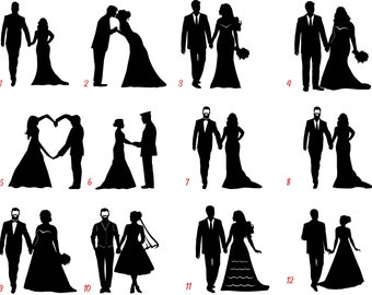 Fully Custom Family wedding cake topper, Silhouette topper with children, Customised topper for wedding cake