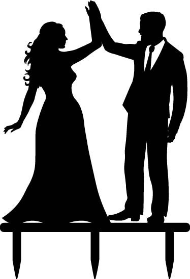 Wedding Silhouette Cake Topper With Bride and Groom High Five - Etsy