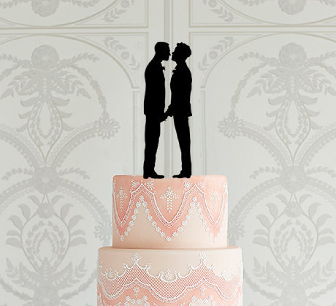 Gay Wedding Cake Topper Same Sex Cake Topper Silhouette Etsy