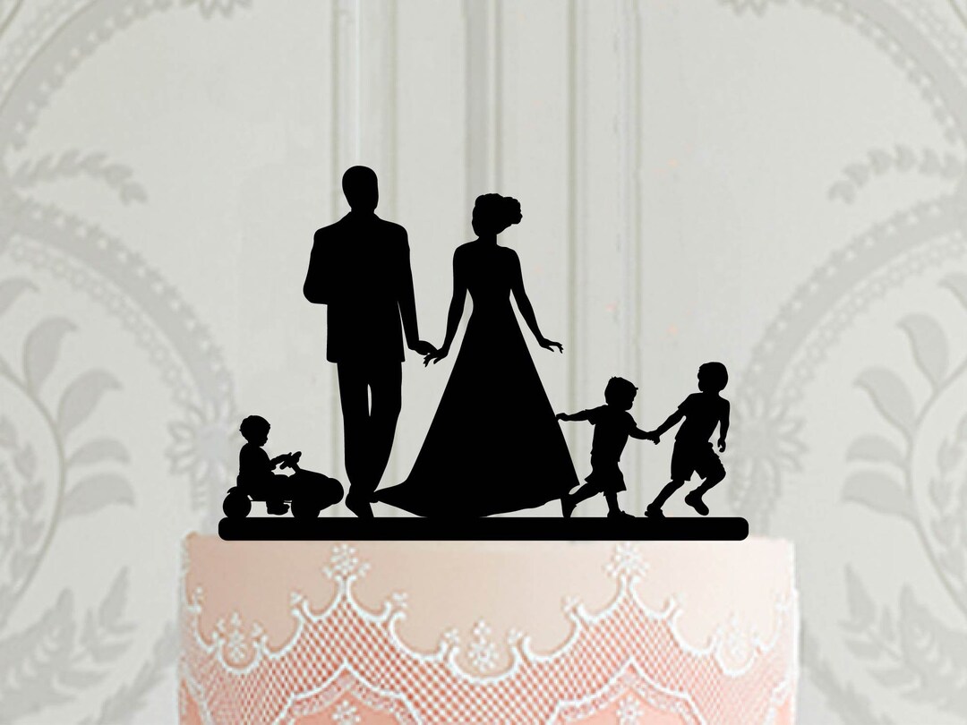 Wedding Cake Topper Family Cake Topper With Children Etsy