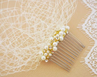 Wedding Birdcage Veil , Vintage veil fascinator