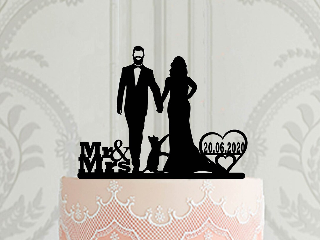 Mr and Mrs Silhouette Topper for Wedding Cake, Custom Cake Topper With ...