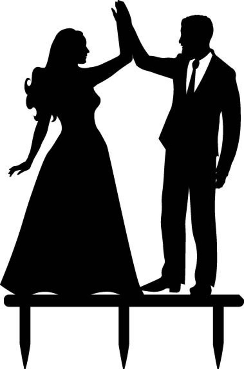Bride and groom silhouette wedding cake topper Cake topper | Etsy
