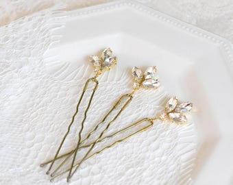 Rhinestone bridal hair pins, Sparkly wedding hair jewelry, Bride hairpiece