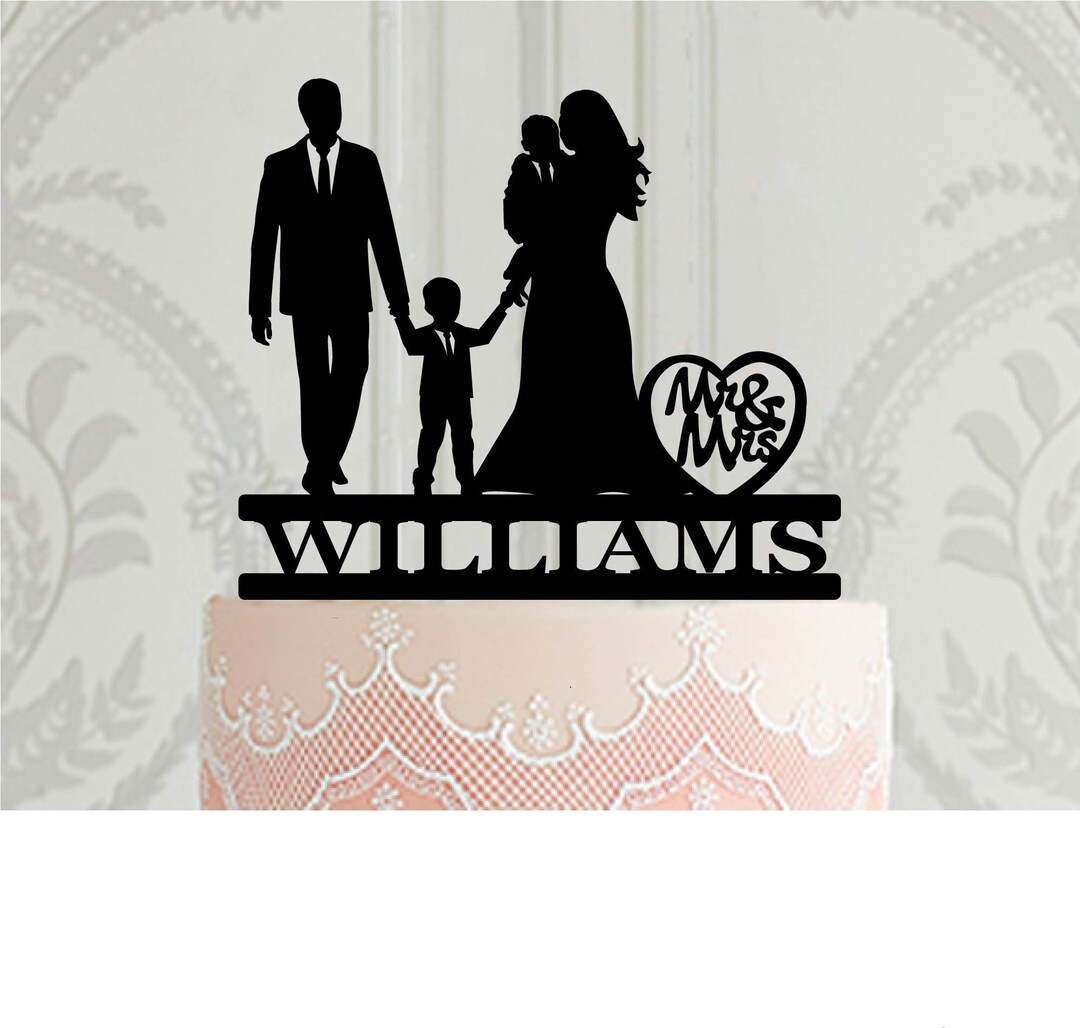 Personalised Wedding Cake Topper Bride and Groom With Boy and Baby ...