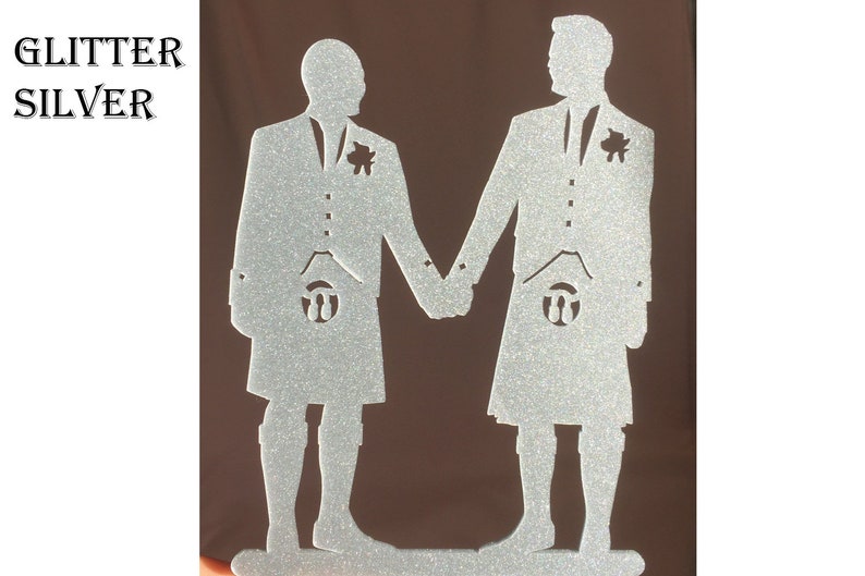 Gay wedding cake topper with pets, LGBT wedding decor ideas, Laser cut acrylic cake decoration image 4