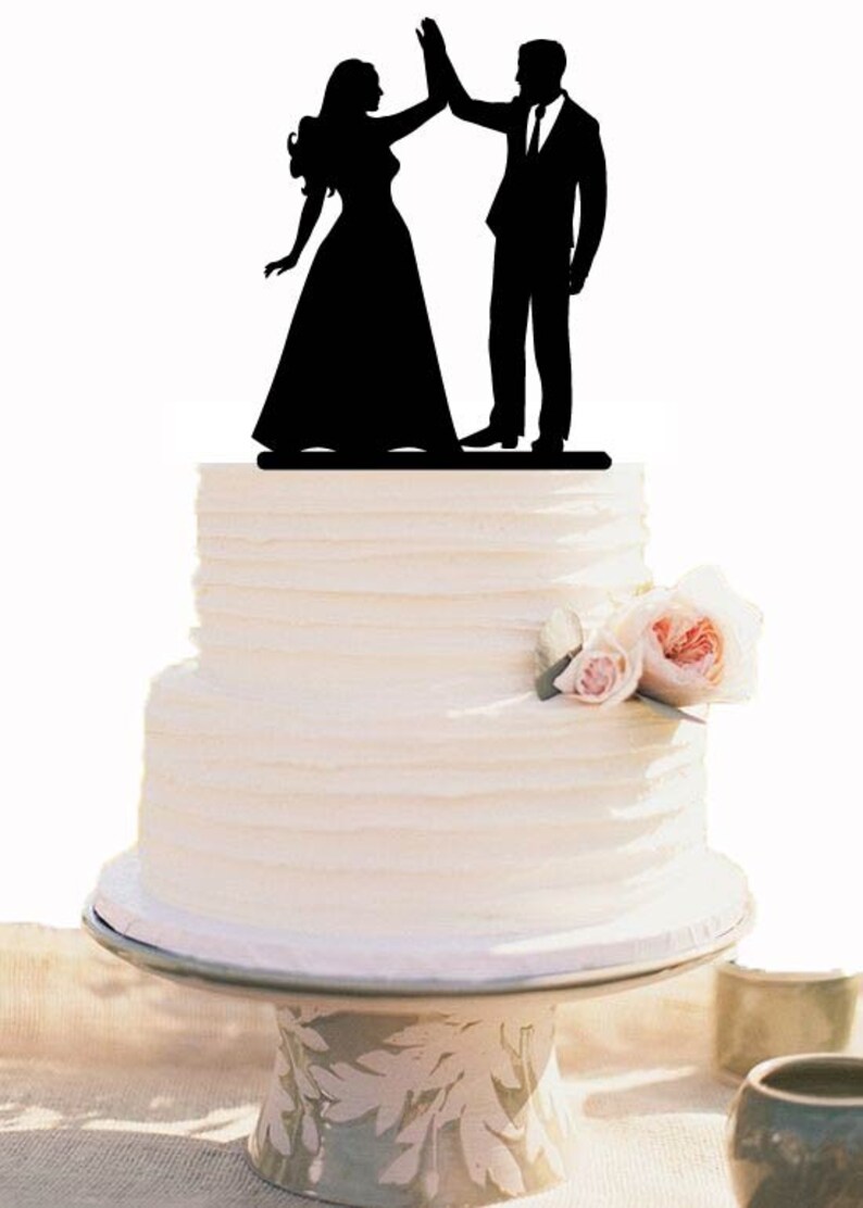 Bride and groom silhouette wedding cake topper Cake topper | Etsy