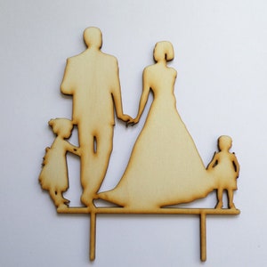 Custom silhouette wedding cake topper with pets, Curvy bride groom in suit cake topper for wedding, Customised cat or dog cake decoration image 6