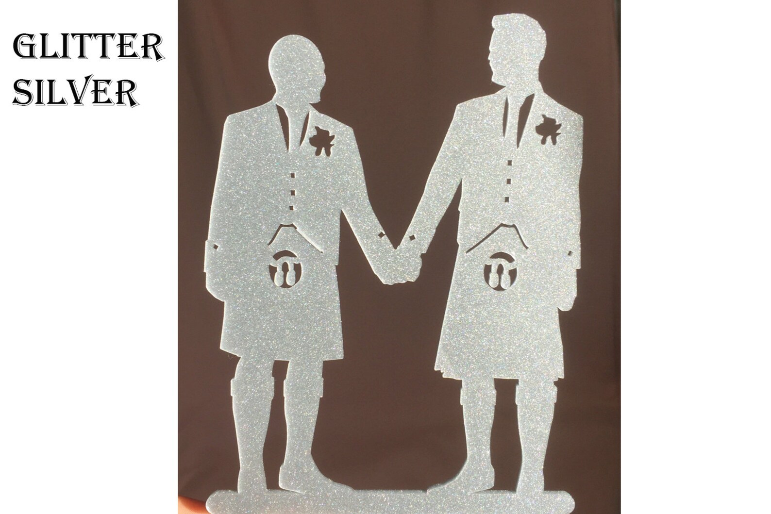 Silhouette Wedding Cake Topper , Bride and Groom High Five, Laser Cut ...