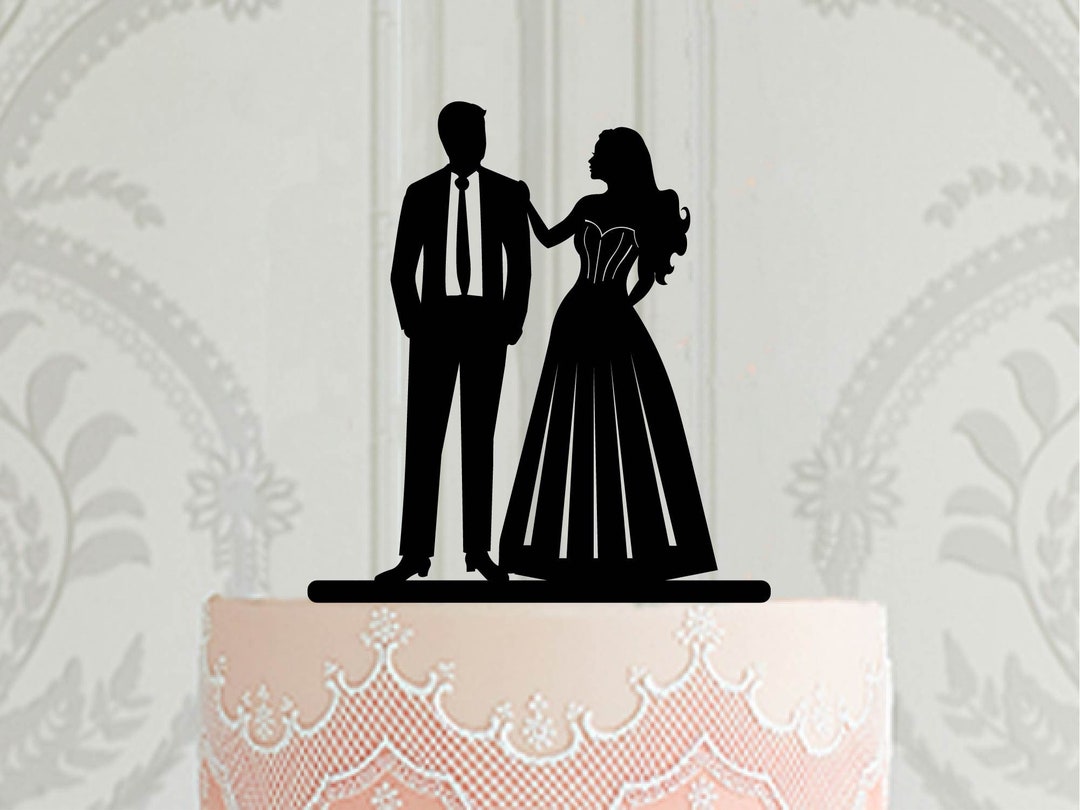 Bearded Groom Wedding Cake Topper, High Five Silhouette Cake Topper ...