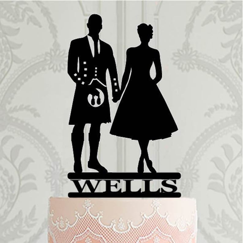 Scottish Wedding Cake Topper Groom in Kilt Silhouette Etsy
