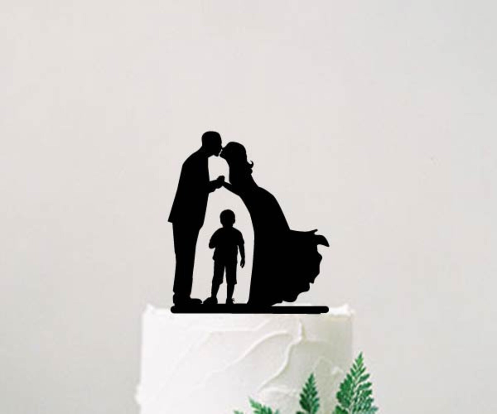 Family Silhouette Wedding Cake Topper Bride and Groom with | Etsy