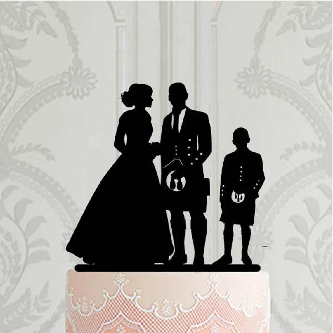 Scottish Wedding Cake Topper With Child, Bride and Groom With Boy ...