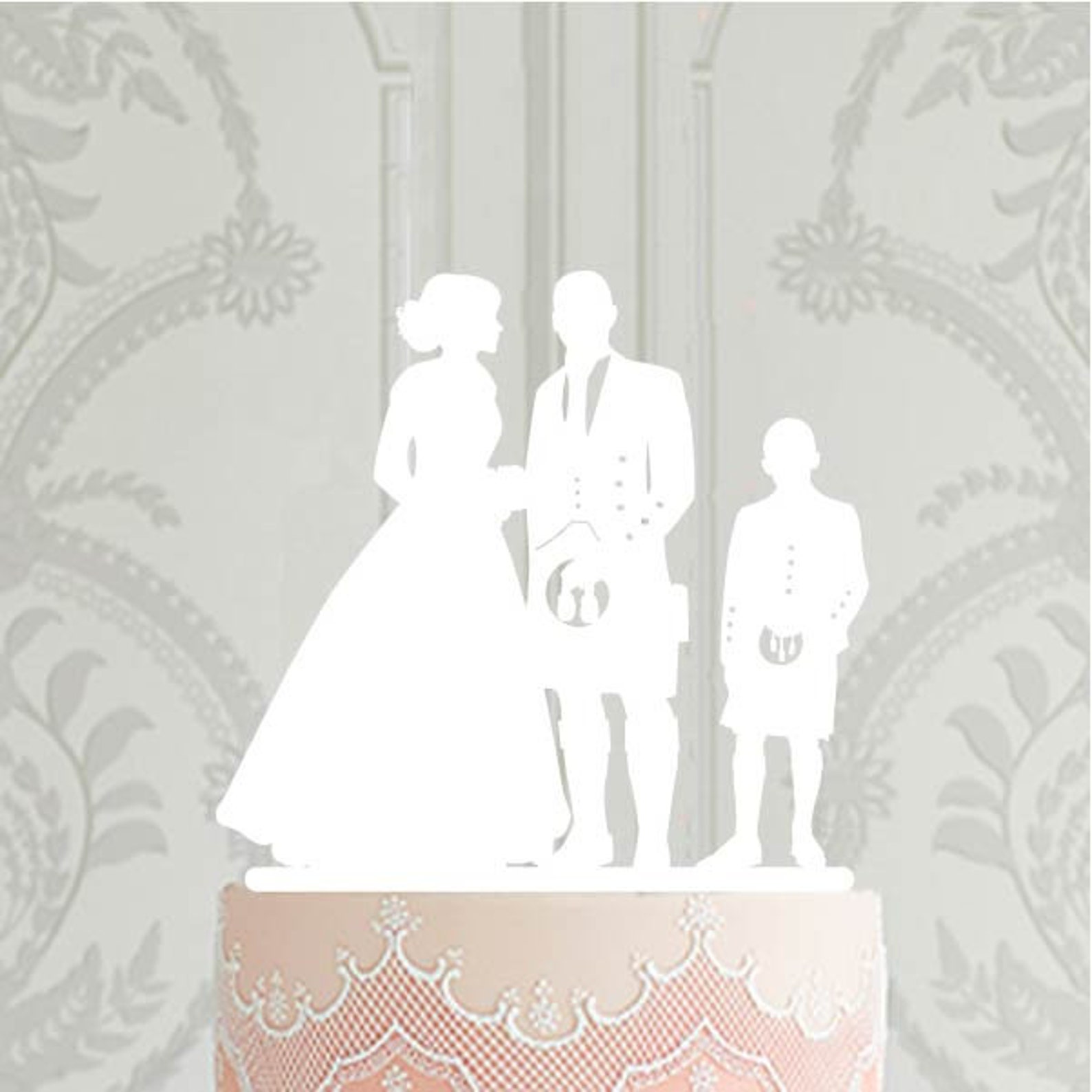 Scottish Wedding Cake Topper With Child, Bride and Groom With Boy ...