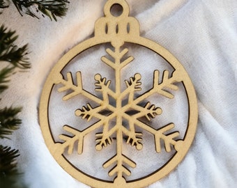 3 Snowflake christmas tree baubles,  Xmas decor baubles set, Laser cut wooden snowflakes, Chsirtmas tree decoration