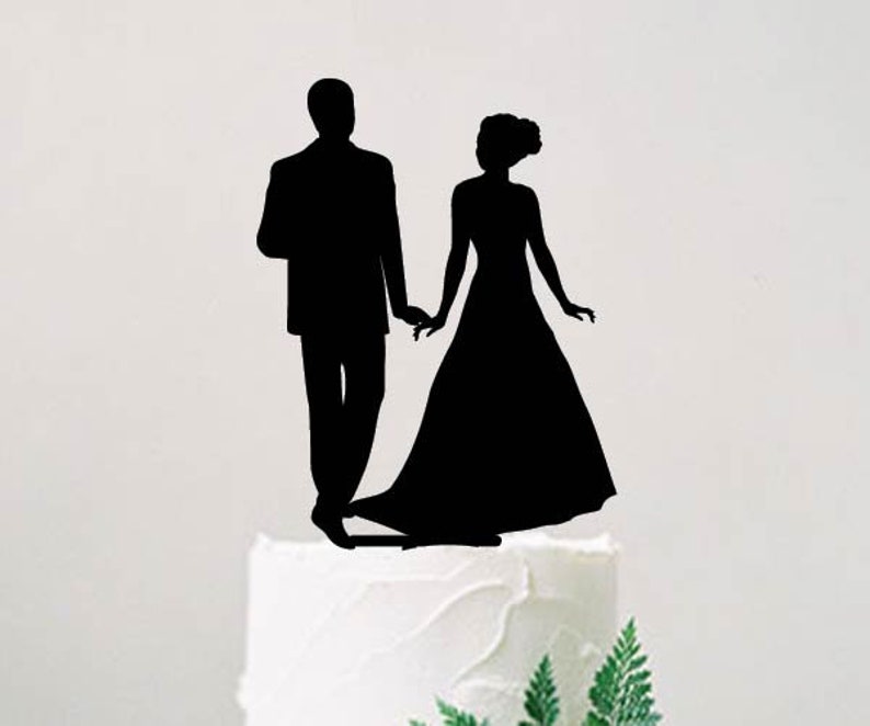 Bride and Groom Silhouette Wedding Cake Topper - Etsy