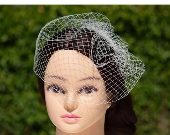 Wedding Birdcage Veil , Vintage veil fascinator