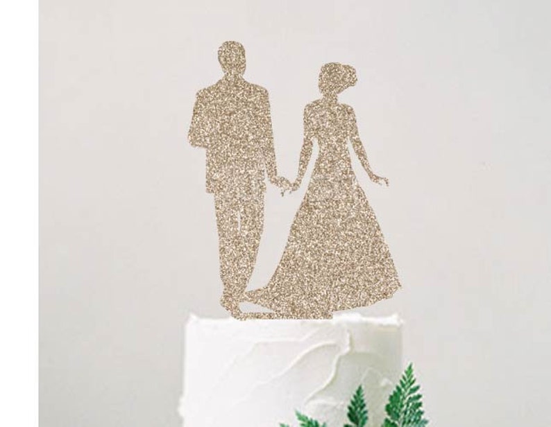 Bride and Groom Silhouette Wedding Cake Topper - Etsy