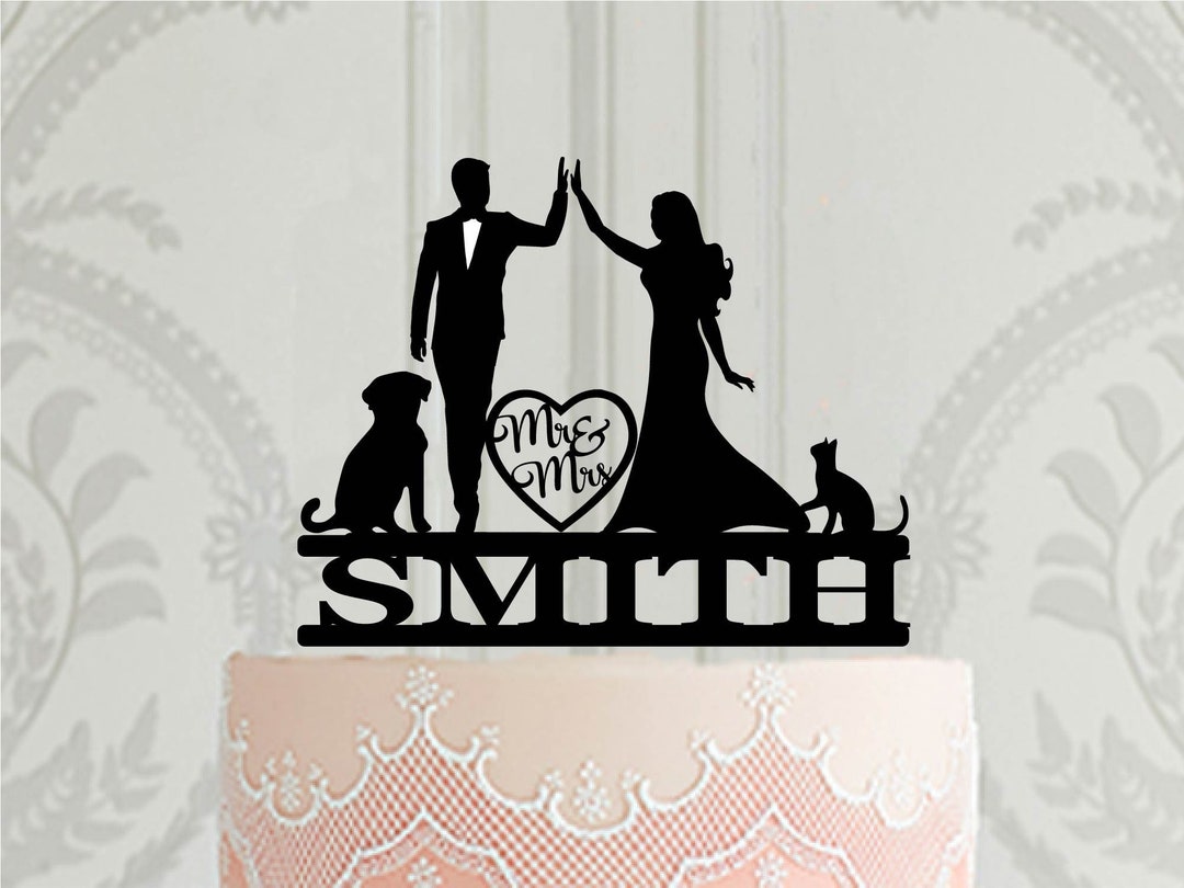 Personalised Wedding Cake Topper , Bride and Groom Silhouette Cake ...