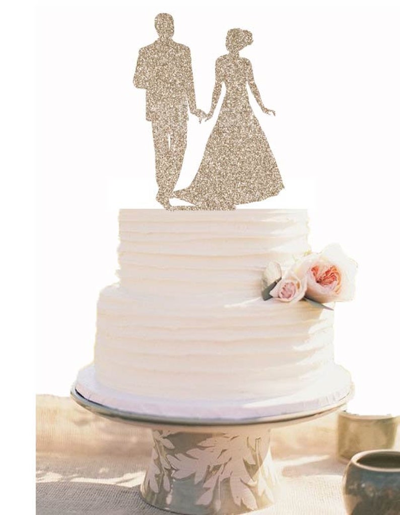 Bride and Groom Silhouette Wedding Cake Topper - Etsy